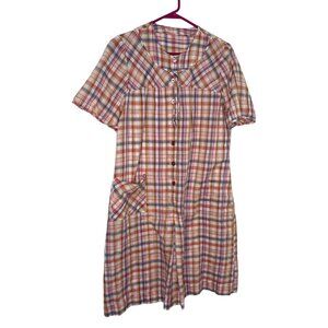 Vintage 50s Midi House Dress Casual Duster Smock